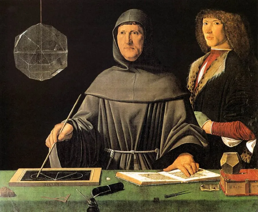 Лука Пачоли с учеником. Якопо де Барбари, 1495