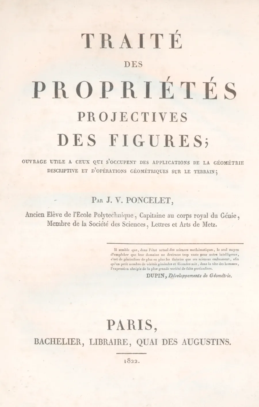«Traité des propriétés projectives des figures», Мец, 1822 — книга, восстановленная по саратовским тетрадям